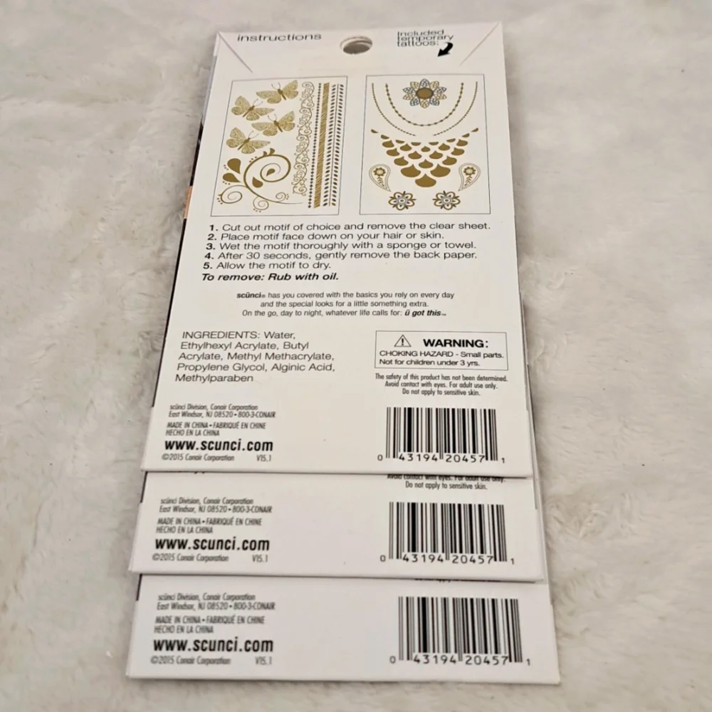 Scunci Tattoo Sheets 3 Packages